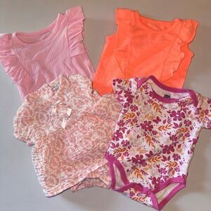 Nicole Miller Cat &Jack Baby Girl Bodysuit Romper Bundle 0-3M Pink Orange Floral